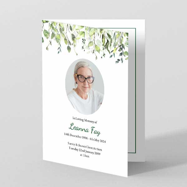 Show details for Foliage - Funeral Order of Service