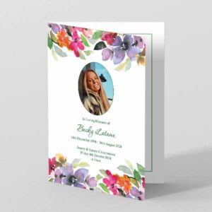 Colourful Watercolours Funeral Order of Service Template