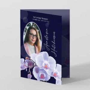 Blue Orchids Funeral Order of Service Template