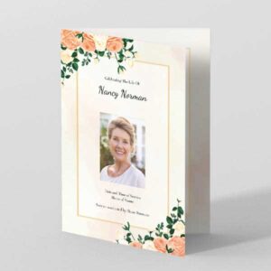 Blushing Rose in Peach Funeral Order of Service Template