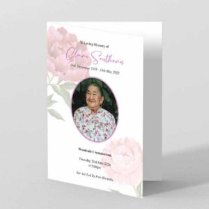 Delicate Peonies Funeral Order of Service Template