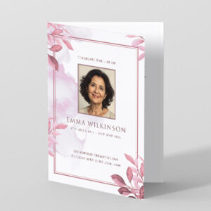 Pink Frame Leaves Funeral Order of Service Template