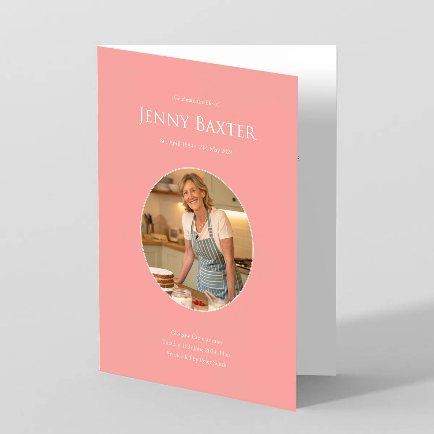 Salmon Pink Funeral Order Of Service Template