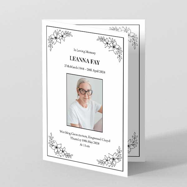 Simple Flower Border Funeral Order Of Service Template