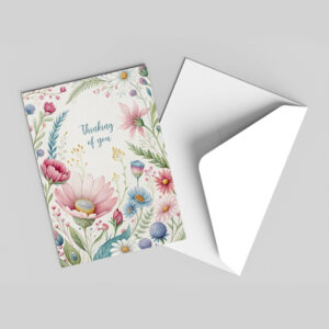 Pink flowers and Daisies - Condolence Card