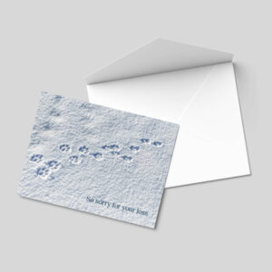 Snowy pawprints - Condolence Card