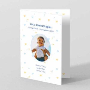 Forever in our Hearts (Blue and Orange) - Funeral Order of Service Template