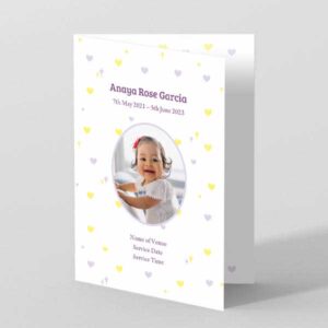 Forever in our Hearts (Purple and Yellow) - Funeral Order of Service Template