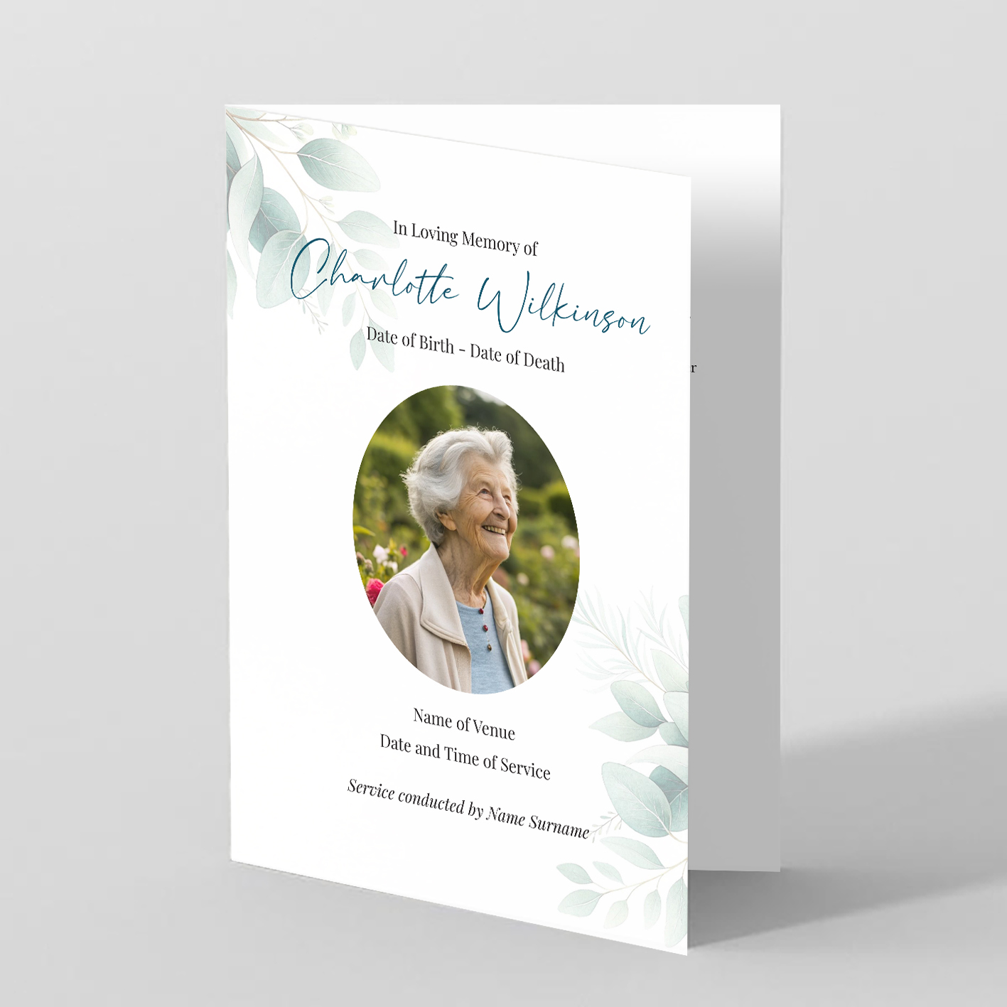 Delicate Foliage - Funeral Order Of Service Template