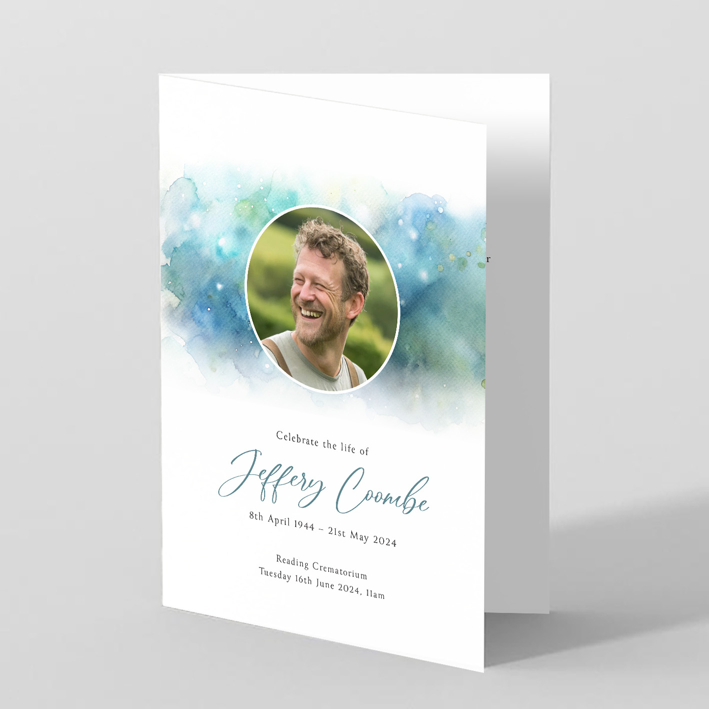 Blue Watercolours - Funeral Order Of Service
