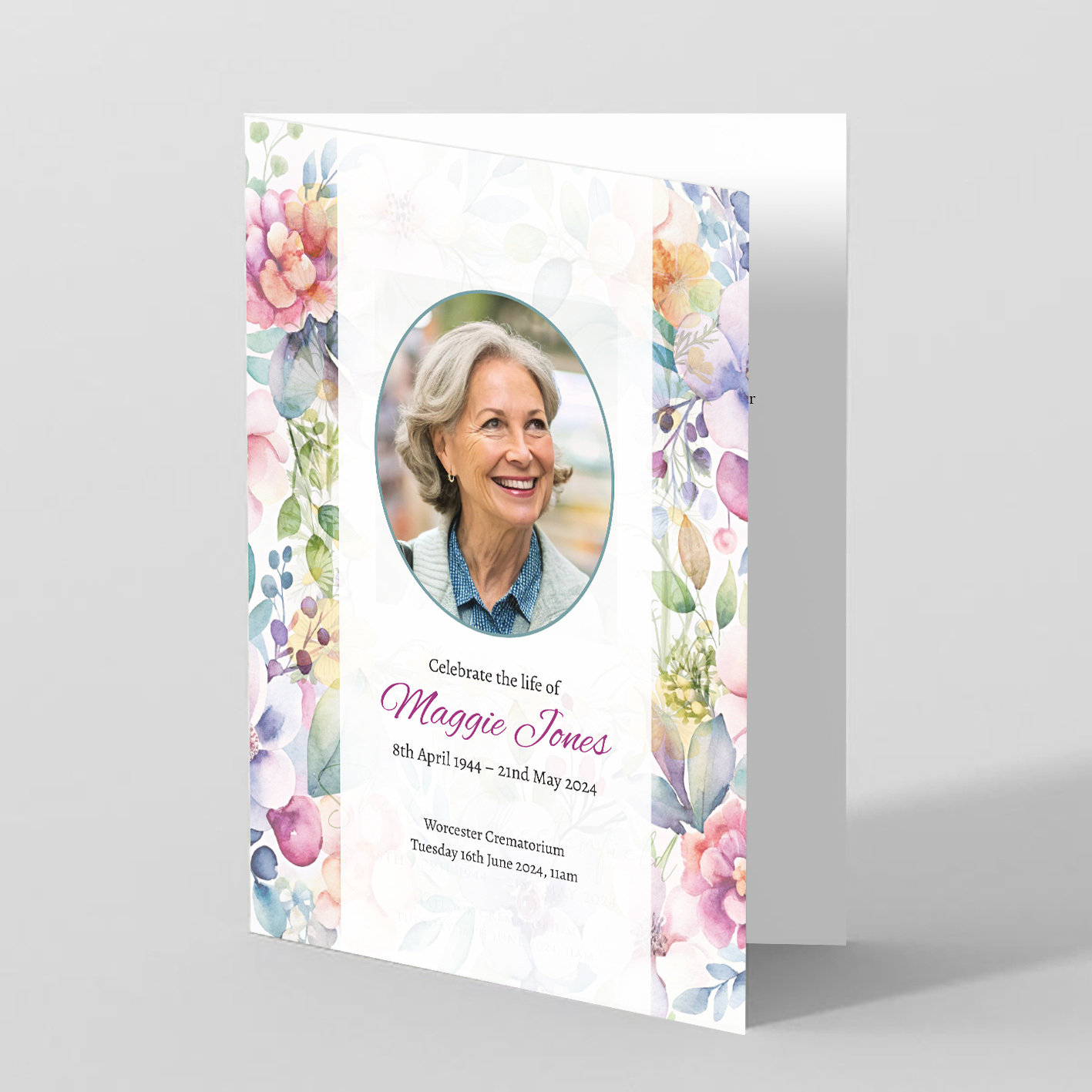 Delicate Floral Elements Grace The Borders Of This Order Of Service Template.
