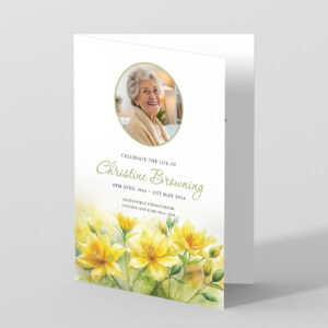 A Yellow Lilies funeral order of service tribute design.