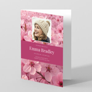 Chery Blossom Strip funeral order of service design.