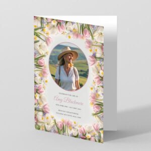Spring Flower Border Funeral Order of Service design.