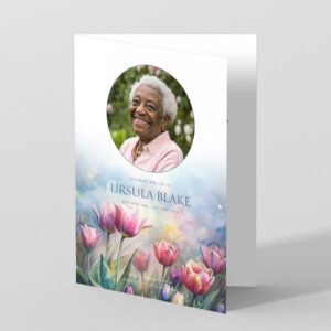 Watercolour Tulips Funeral Order of Service Template.