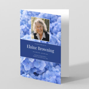Blue Hydrangea Strip Funeral Order of Service