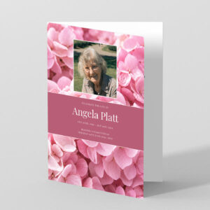 Pink Hydrangea Strip Funeral Order of service
